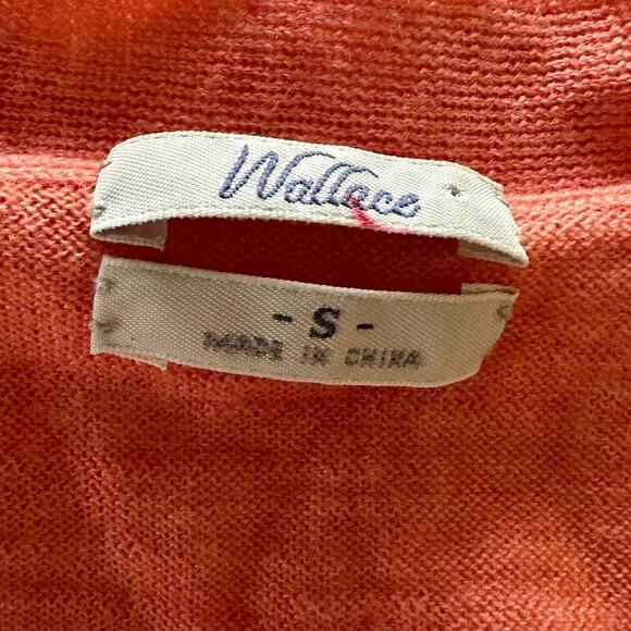 WALLACE Womens Sweater Small Pink Merino Wool Cardigan Preppy Casual Feminine - Picture 7 of 13